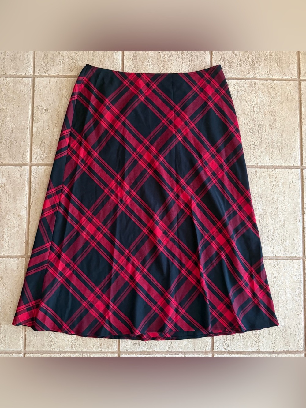 Vintage Plaid Maxi Skirt Womens 22 A-Line Black Red Dark Academia Grunge Holiday